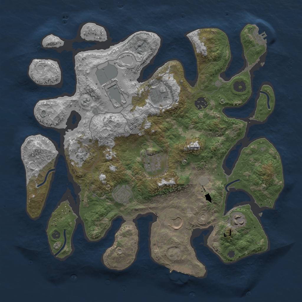 Rust Map: Procedural Map, Size: 3700, Seed: 22043399, 17 Monuments