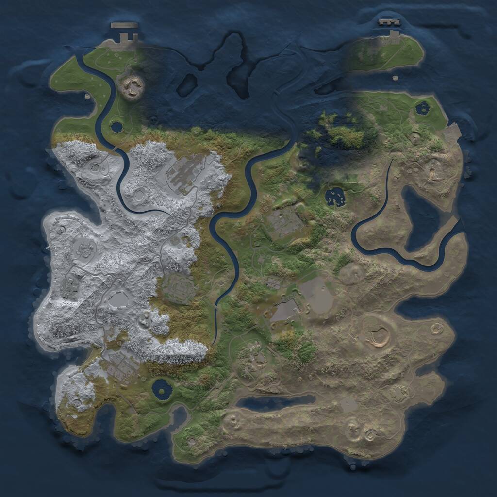 Rust Map: Procedural Map, Size: 3700, Seed: 974942591, 16 Monuments