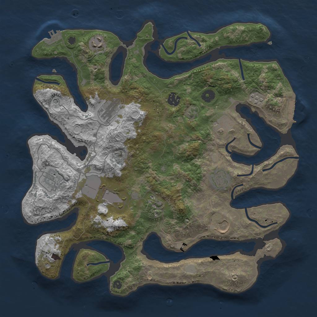 Rust Map: Procedural Map, Size: 3700, Seed: 974942591, 18 Monuments