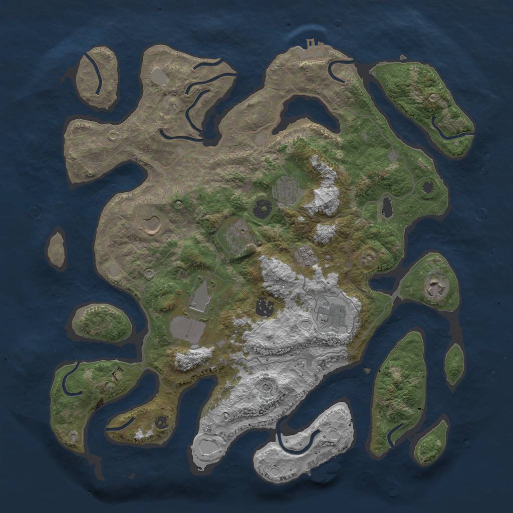 Rust Map: Procedural Map, Size: 4000, Seed: 541522, 16 Monuments