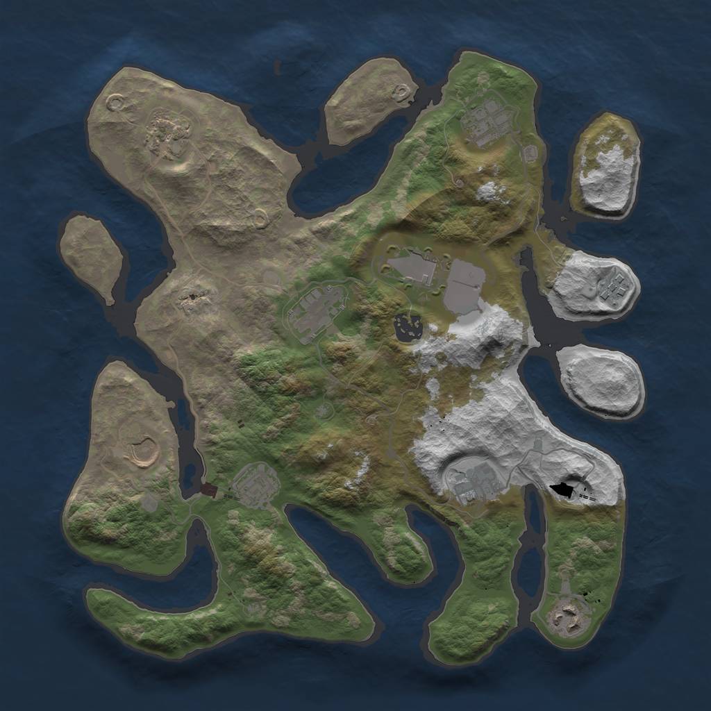 Rust Map: Barren, Size: 3550, Seed: 99468, 13 Monuments