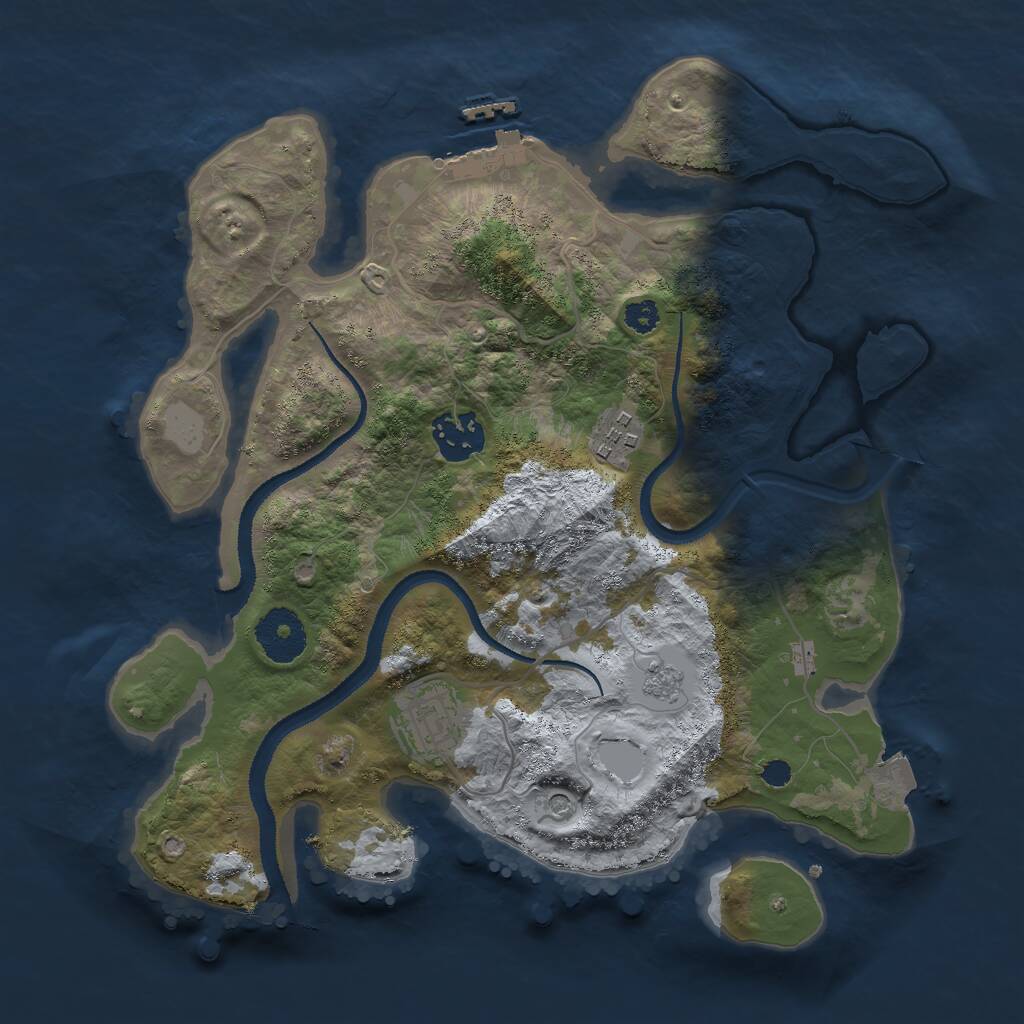 Rust Map: Procedural Map, Size: 3000, Seed: 2092484299, 7 Monuments