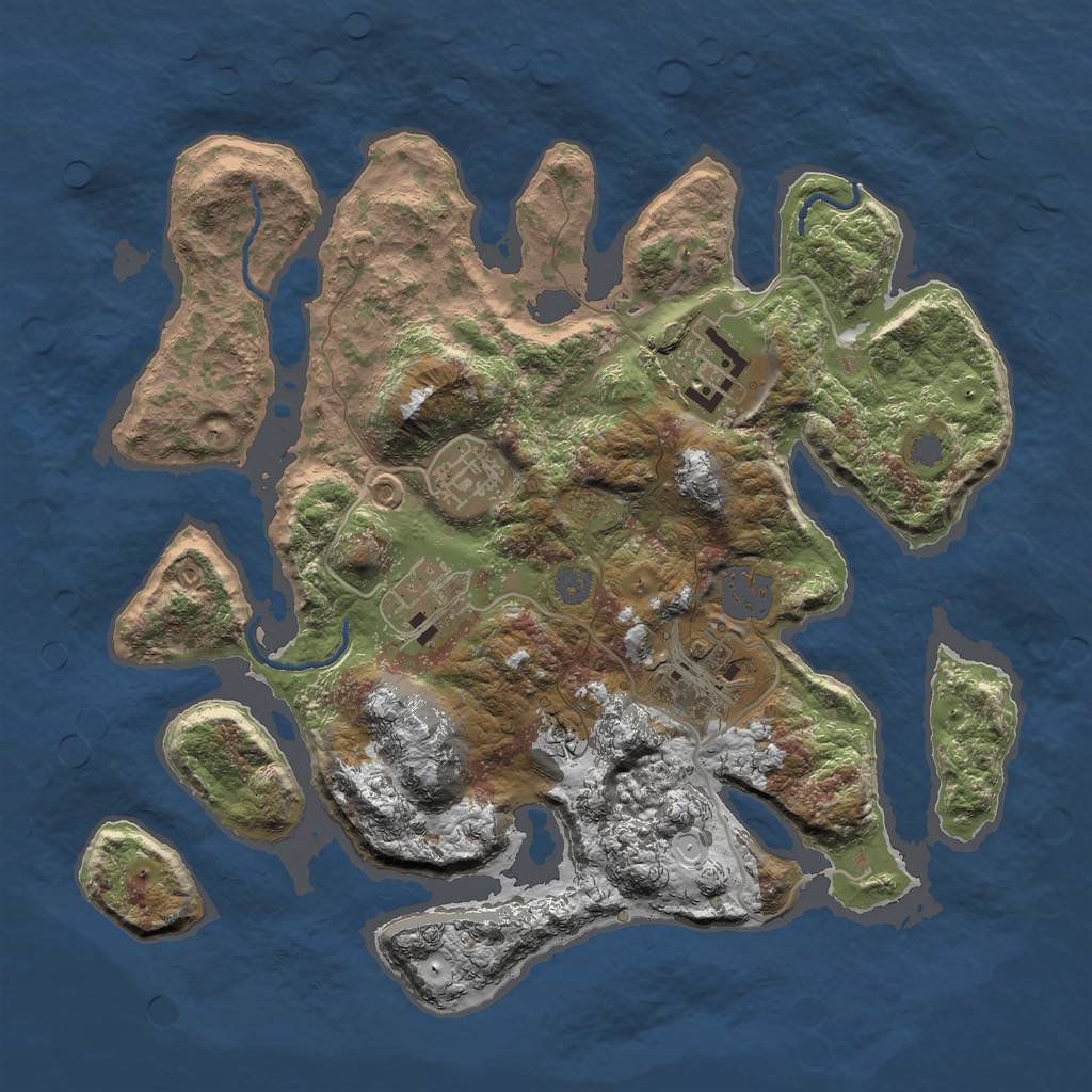 Rust Map: Procedural Map, Size: 3000, Seed: 2092484299, 9 Monuments