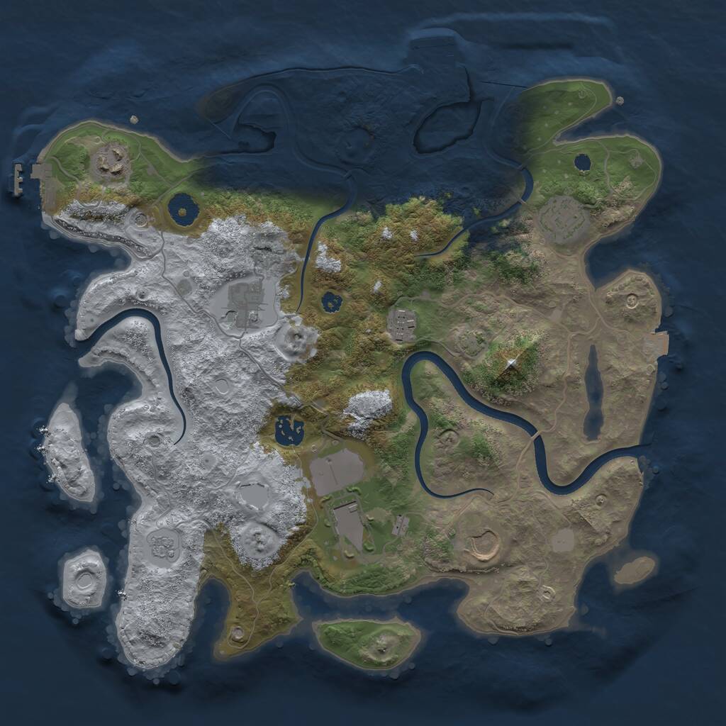 Rust Map: Procedural Map, Size: 3550, Seed: 429520, 13 Monuments