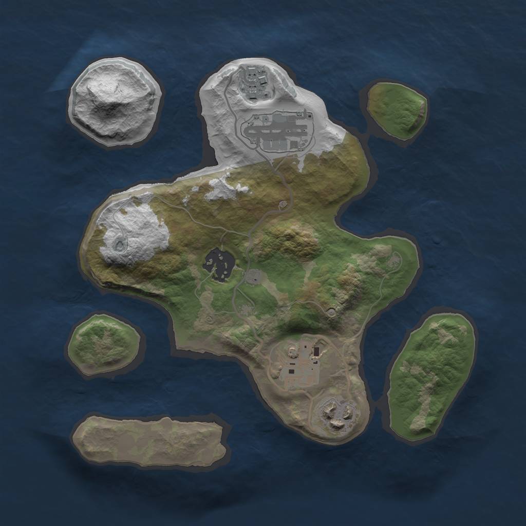 Rust Map: Barren, Size: 2500, Seed: 55125146, 7 Monuments