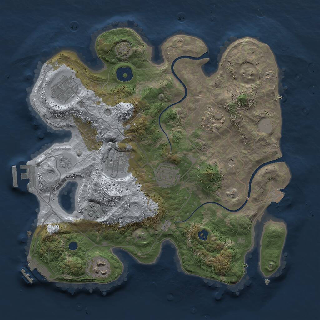 Rust Map: Procedural Map, Size: 3000, Seed: 2074413156, 12 Monuments