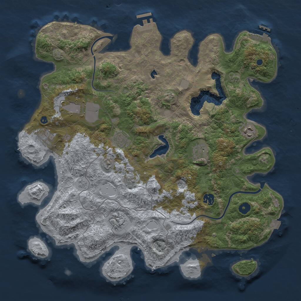Rust Map: Procedural Map, Size: 4000, Seed: 596205, 14 Monuments