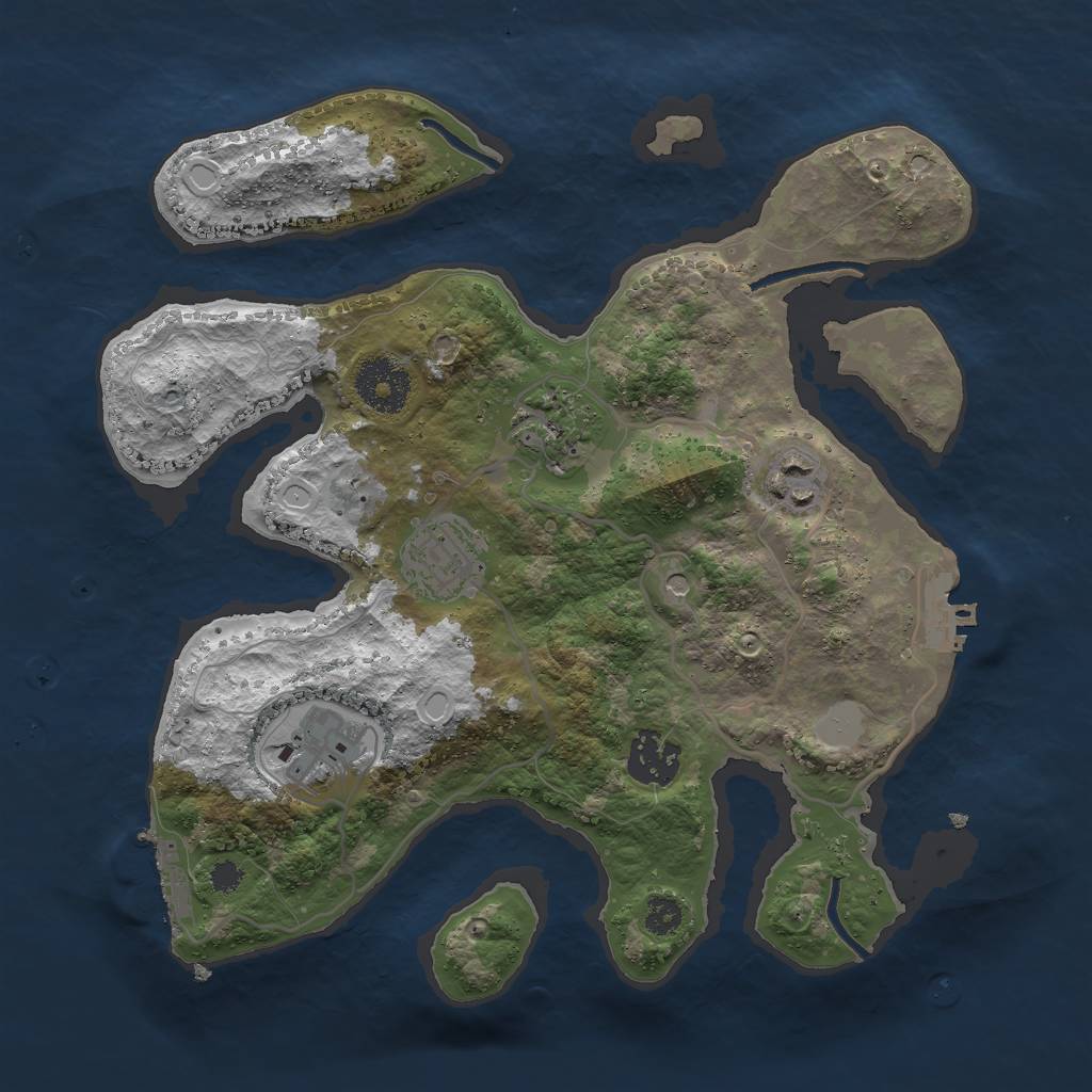 Rust Map: Procedural Map, Size: 3000, Seed: 654607089, 13 Monuments