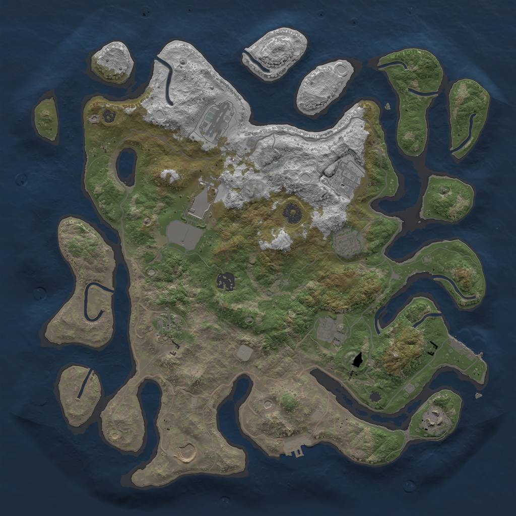 Rust Map: Procedural Map, Size: 4000, Seed: 290738, 17 Monuments