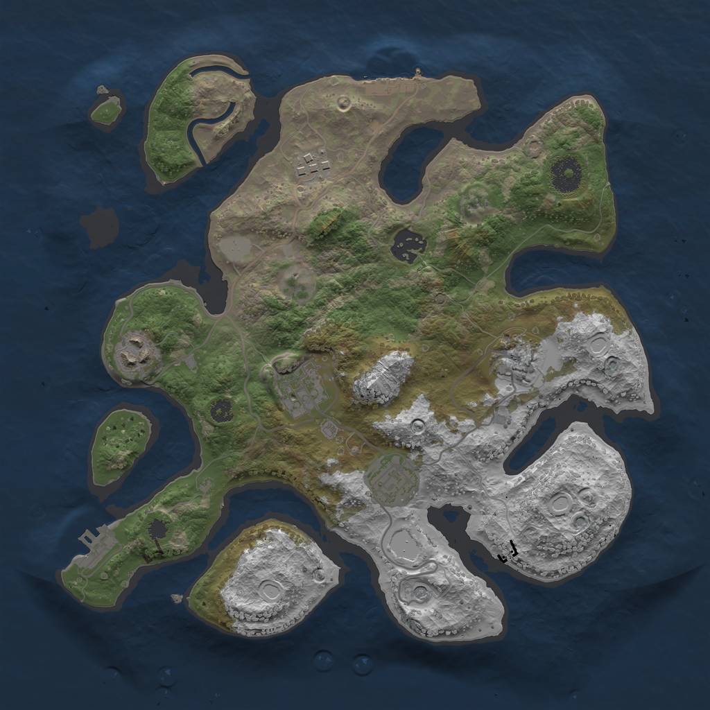 Rust Map: Procedural Map, Size: 3200, Seed: 1789887289, 14 Monuments
