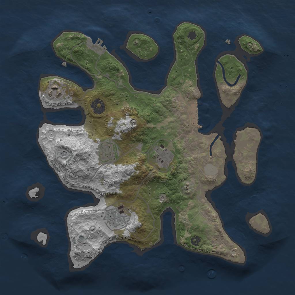 Rust Map: Procedural Map, Size: 3000, Seed: 1834189500, 12 Monuments