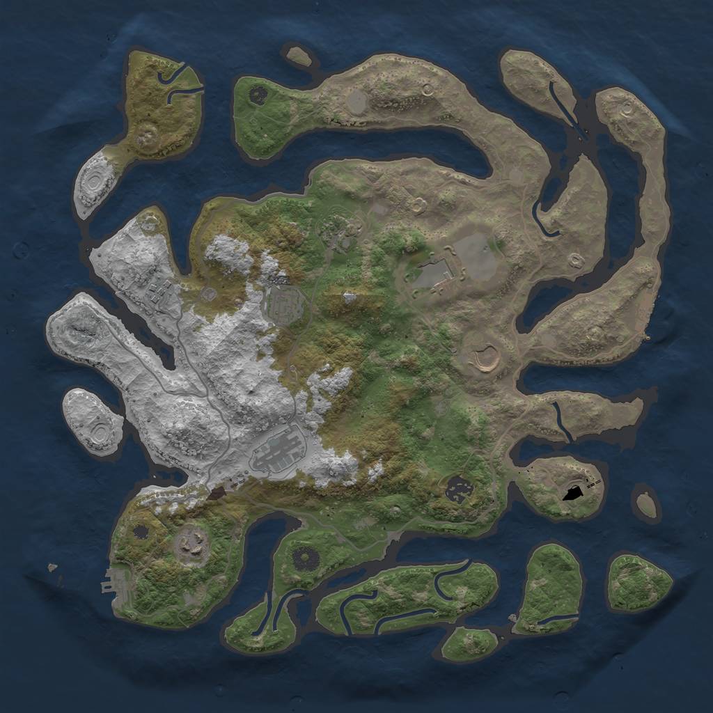 Rust Map: Procedural Map, Size: 4000, Seed: 112358, 16 Monuments