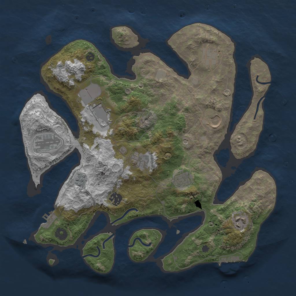 Rust Map: Procedural Map, Size: 3550, Seed: 757758, 17 Monuments