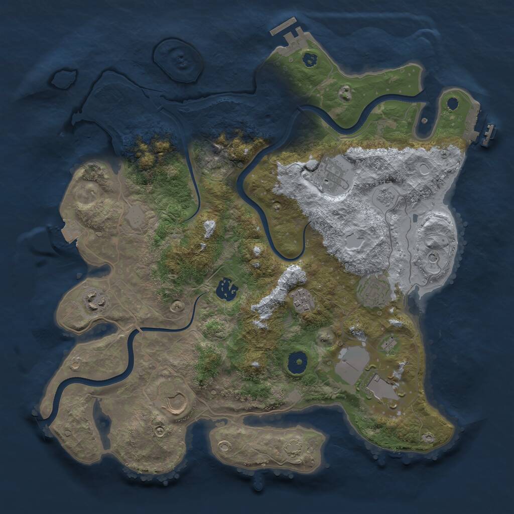 Rust Map: Procedural Map, Size: 3600, Seed: 20989, 13 Monuments