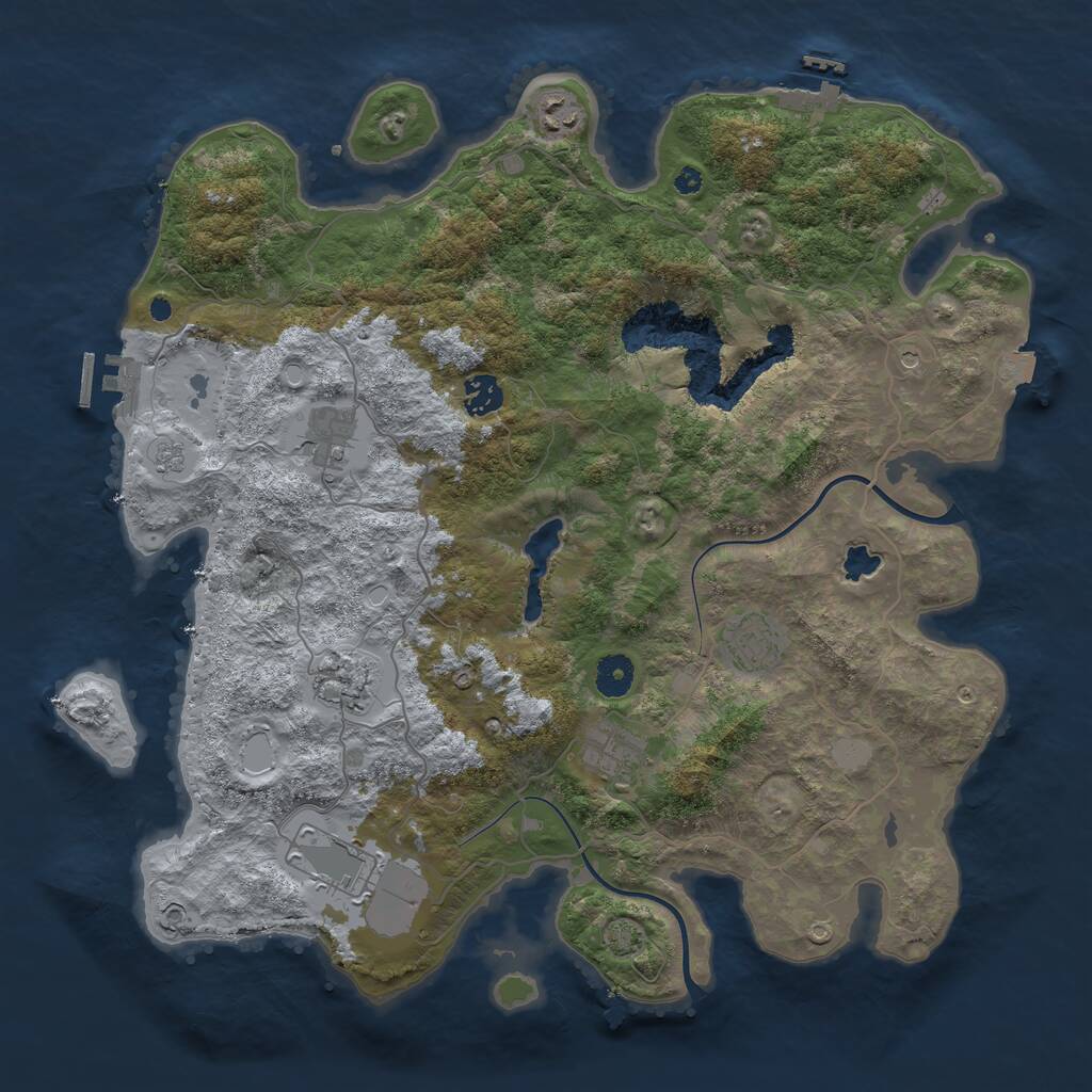 Rust Map: Procedural Map, Size: 4000, Seed: 801088, 13 Monuments