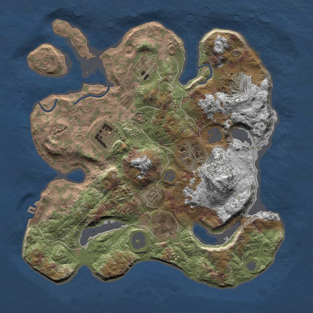 Rust Map: Procedural Map, Size: 3000, Seed: 2124, 12 Monuments