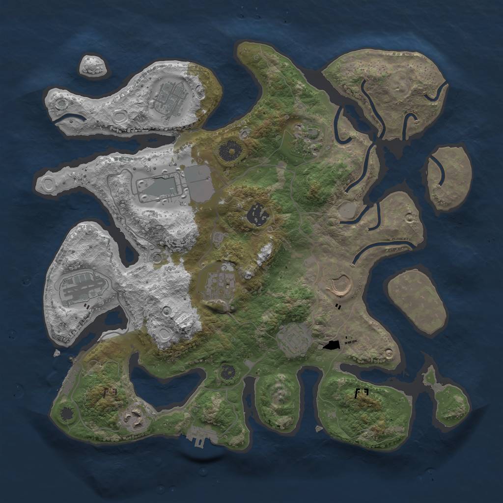 Rust Map: Procedural Map, Size: 3500, Seed: 186881368, 17 Monuments