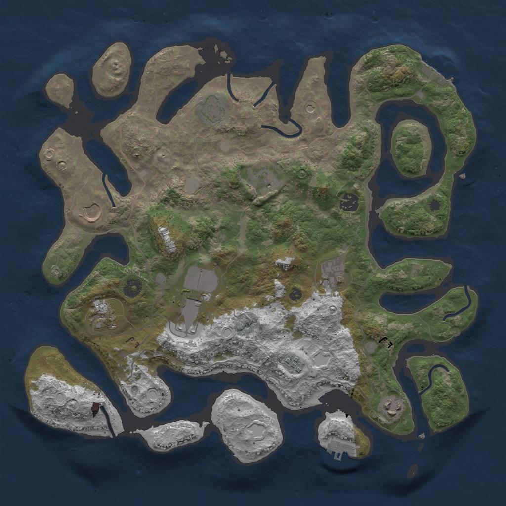 Rust Map: Procedural Map, Size: 4000, Seed: 140998, 17 Monuments