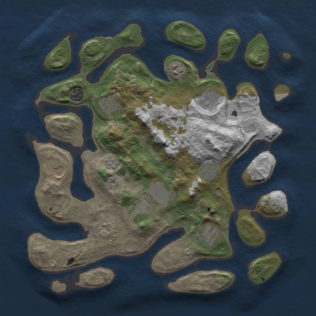 Rust Map: Barren, Size: 3700, Seed: 794653094, 13 Monuments
