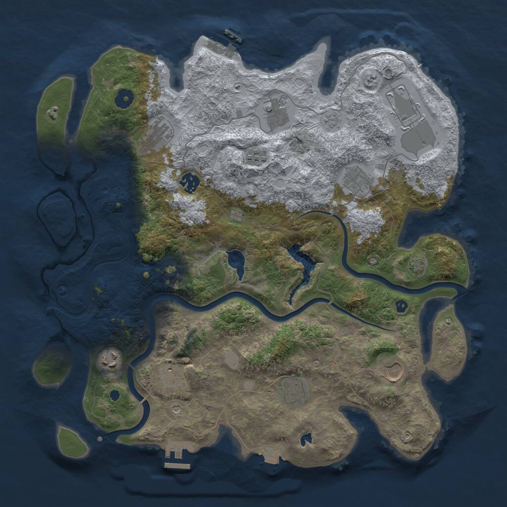 Rust Map: Procedural Map, Size: 4000, Seed: 654646, 16 Monuments