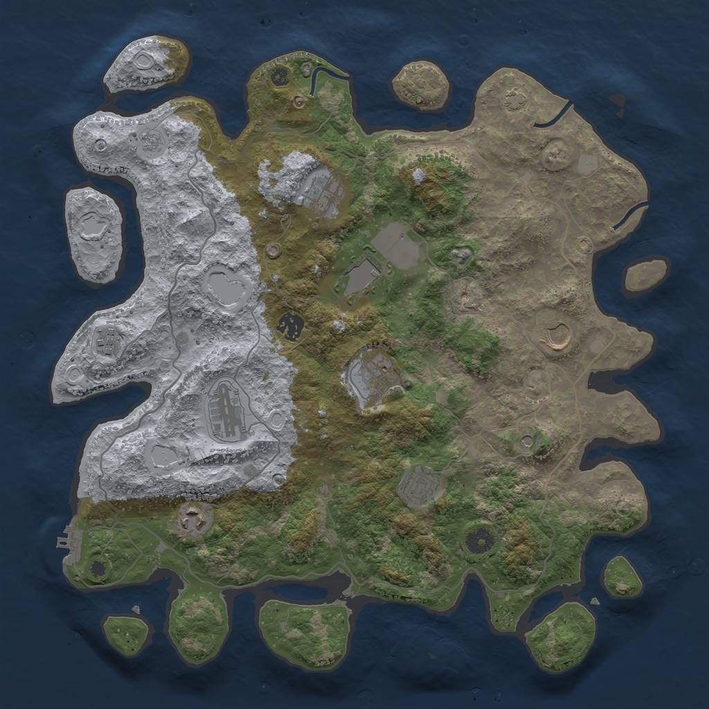 Rust Map: Procedural Map, Size: 4000, Seed: 409558, 16 Monuments