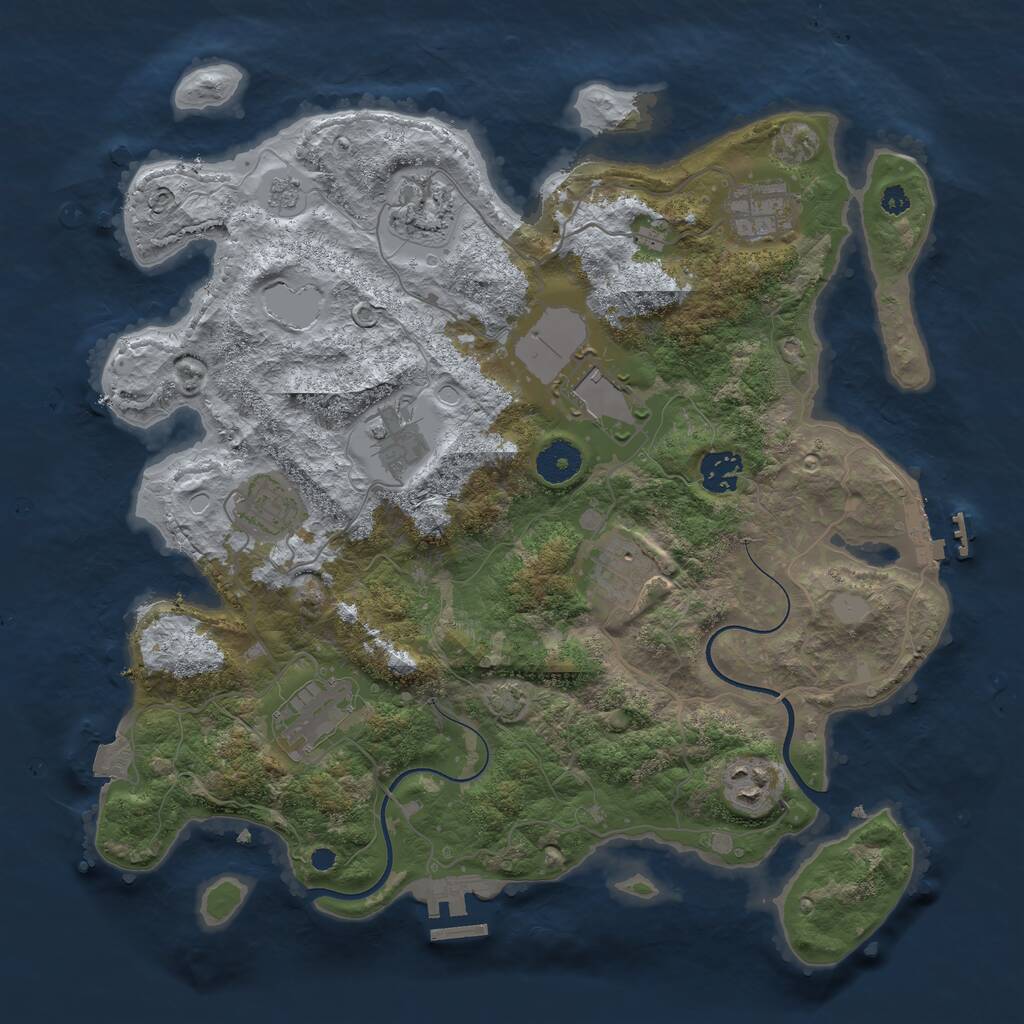 Rust Map: Procedural Map, Size: 3600, Seed: 297651338, 14 Monuments