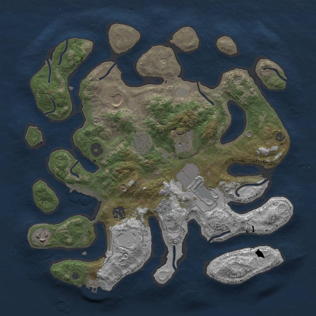 Rust Map: Procedural Map, Size: 3550, Seed: 375258, 15 Monuments