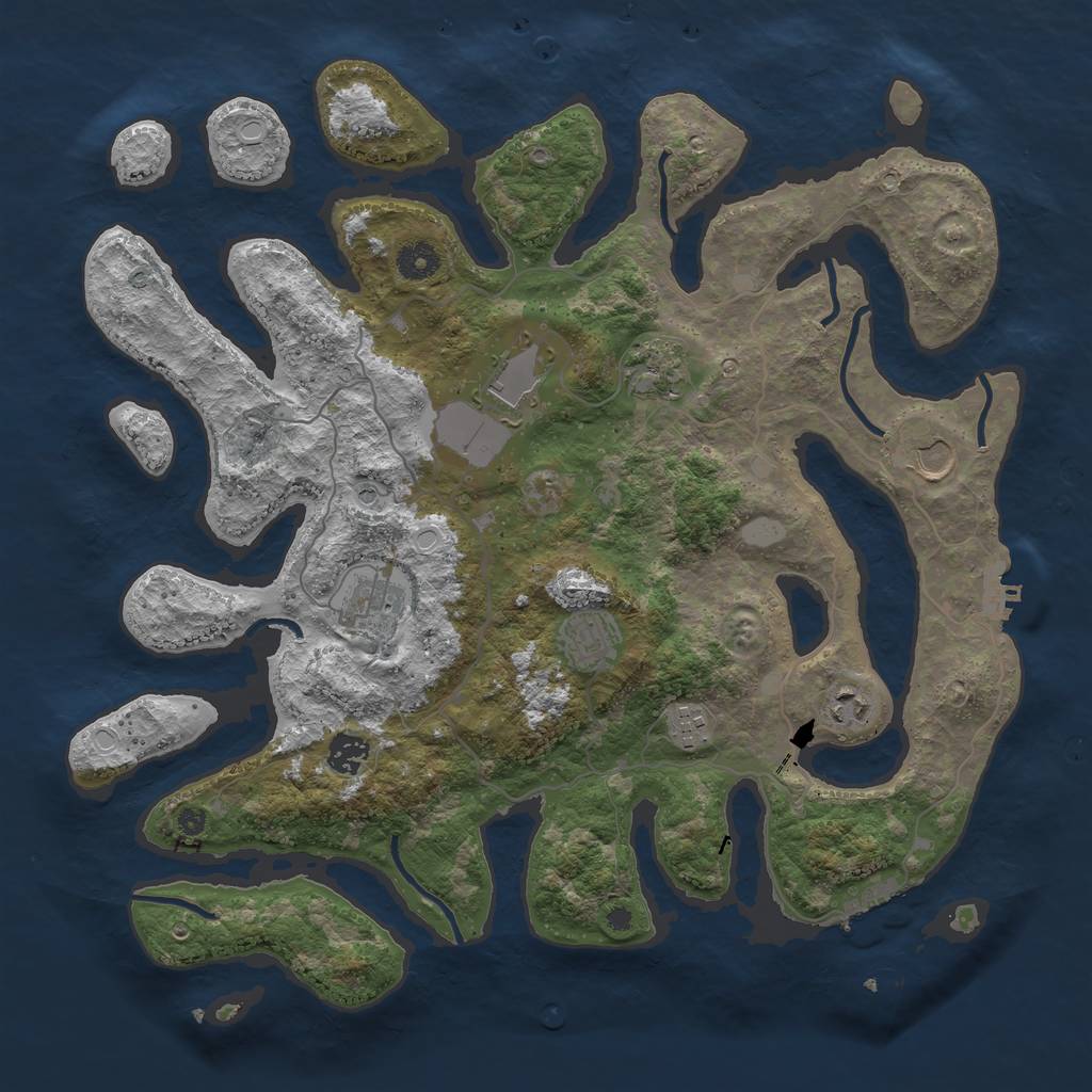 Rust Map: Procedural Map, Size: 4000, Seed: 859769, 16 Monuments