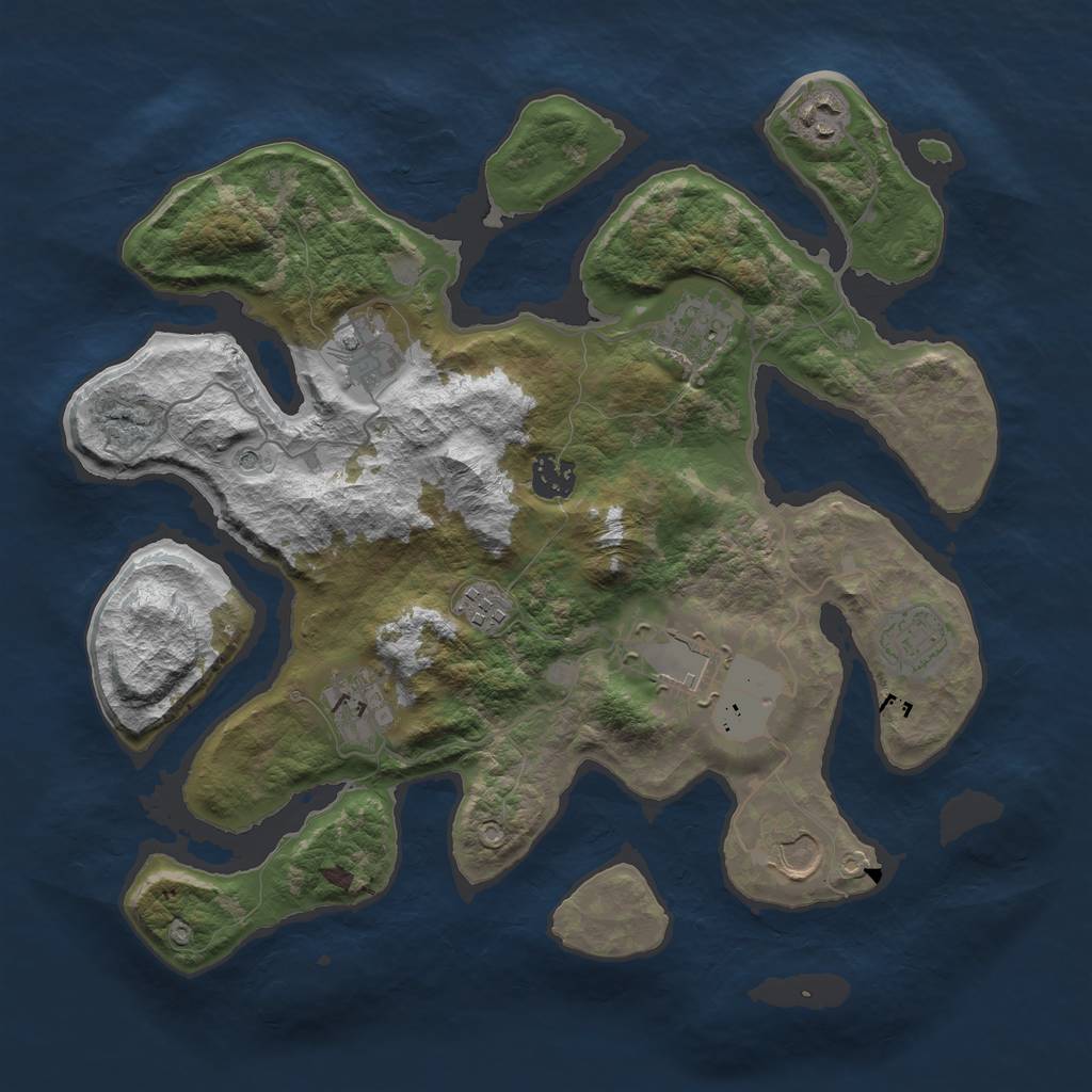 Rust Map: Barren, Size: 3550, Seed: 898282, 12 Monuments