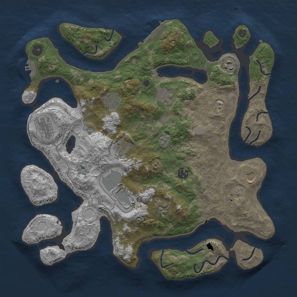 Rust Map: Procedural Map, Size: 4000, Seed: 469065, 18 Monuments