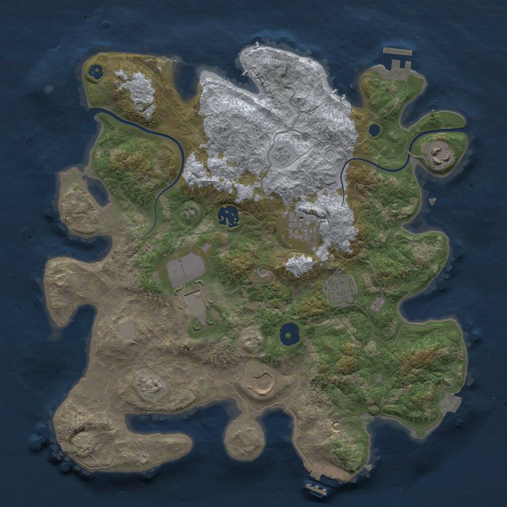 Rust Map: Procedural Map, Size: 3500, Seed: 65554, 12 Monuments