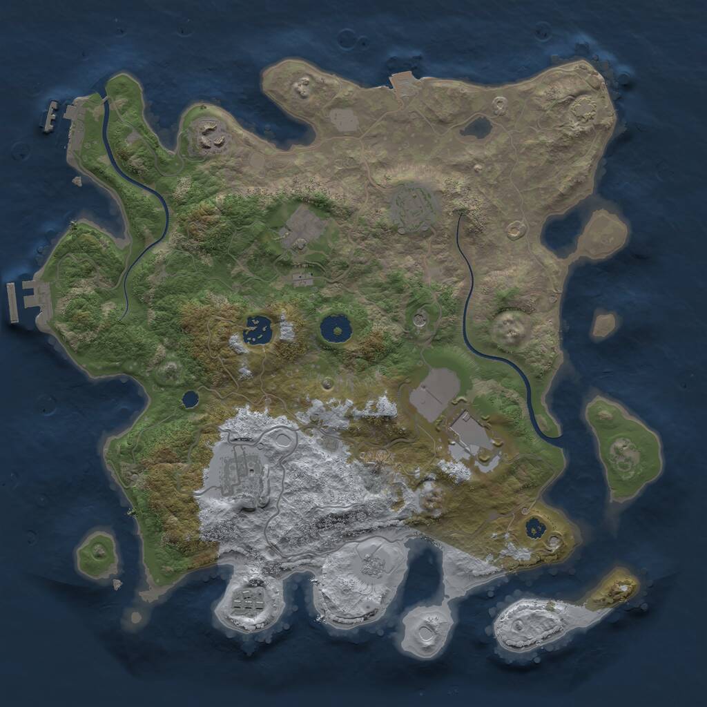 Rust Map: Procedural Map, Size: 3550, Seed: 132987, 13 Monuments