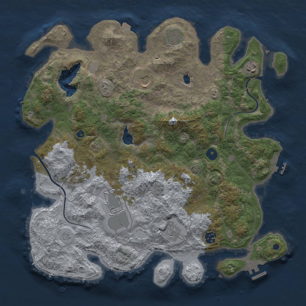 Rust Map: Procedural Map, Size: 4000, Seed: 129837, 14 Monuments