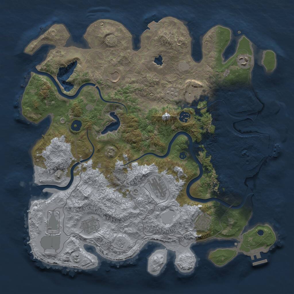 Rust Map: Procedural Map, Size: 4000, Seed: 129837, 15 Monuments