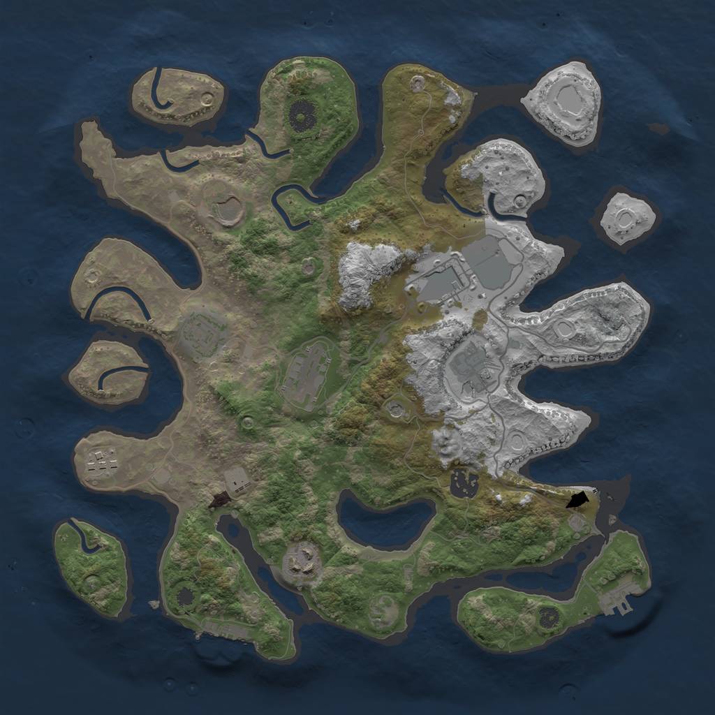Rust Map: Procedural Map, Size: 3550, Seed: 181660, 16 Monuments