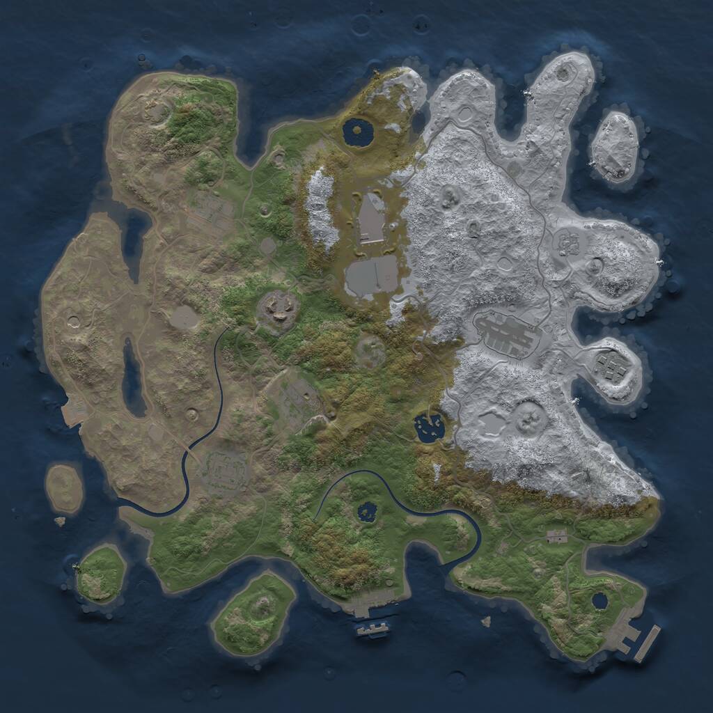 Rust Map: Procedural Map, Size: 3550, Seed: 639637, 14 Monuments