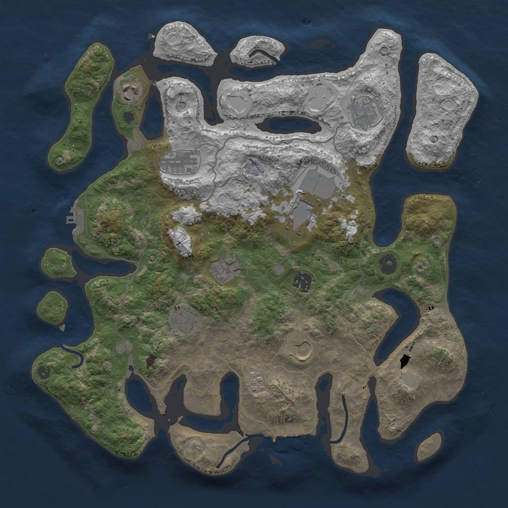 Rust Map: Procedural Map, Size: 4000, Seed: 582345, 17 Monuments