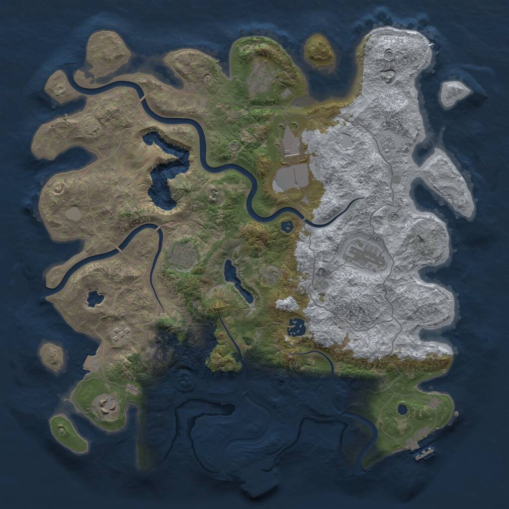 Rust Map: Procedural Map, Size: 4000, Seed: 51933, 14 Monuments