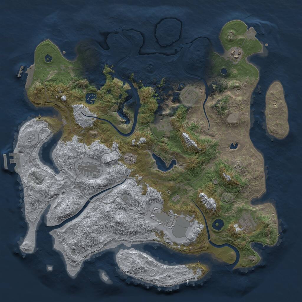 Rust Map: Procedural Map, Size: 4000, Seed: 214960, 14 Monuments