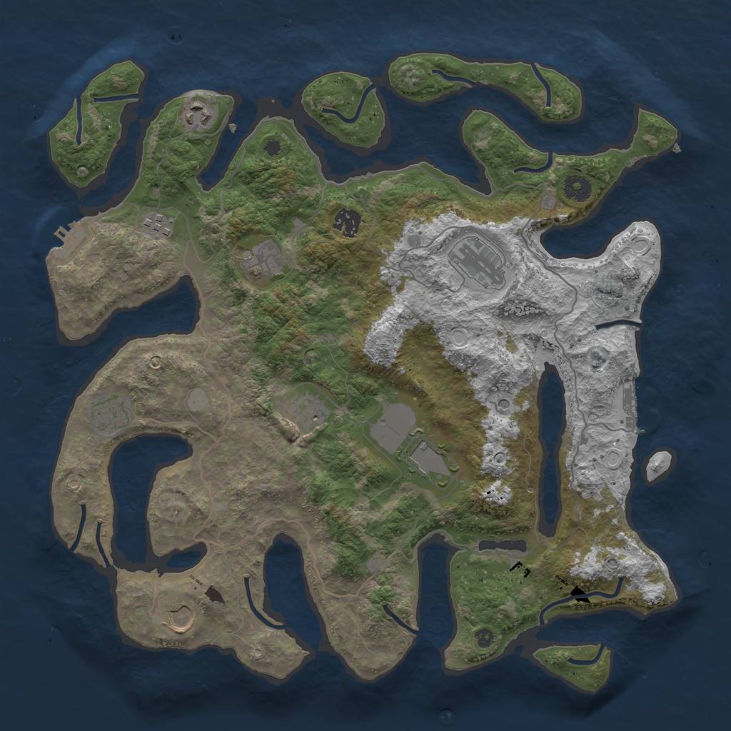 Rust Map: Procedural Map, Size: 4000, Seed: 639980, 17 Monuments