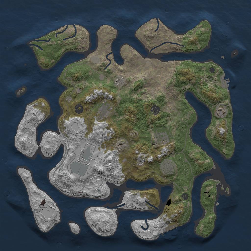 Rust Map: Procedural Map, Size: 4000, Seed: 363262, 15 Monuments