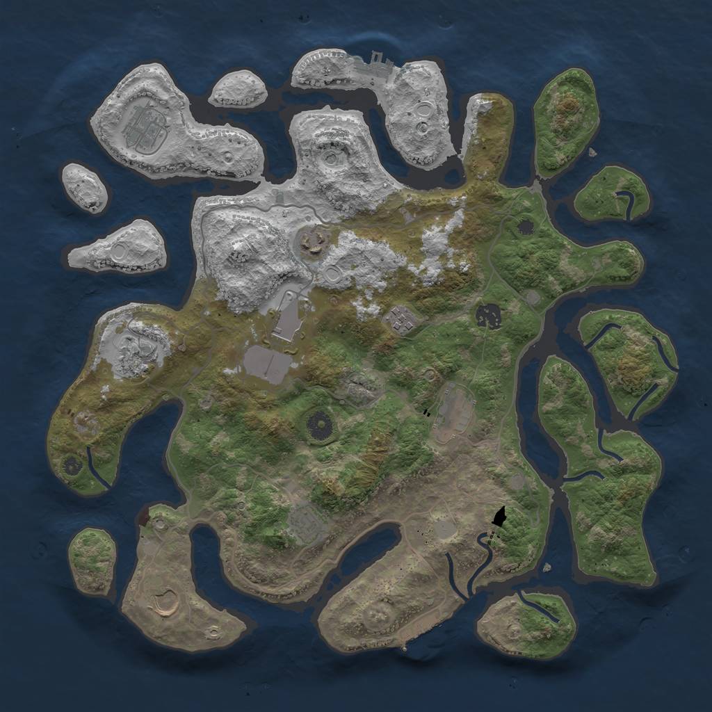 Rust Map: Procedural Map, Size: 4000, Seed: 471833, 17 Monuments