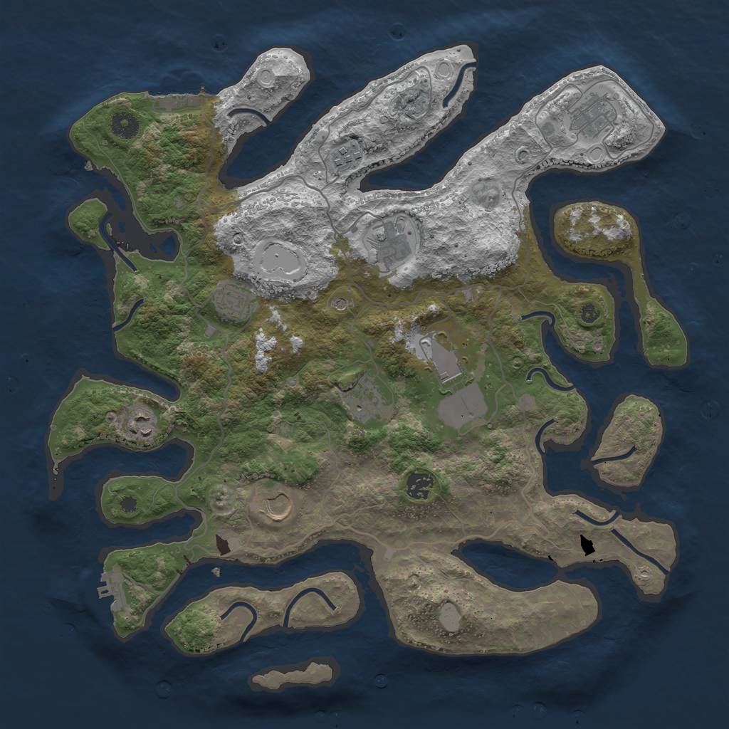 Rust Map: Procedural Map, Size: 4000, Seed: 477510, 17 Monuments