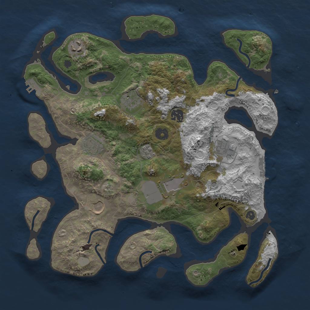 Rust Map: Procedural Map, Size: 3550, Seed: 613864, 16 Monuments