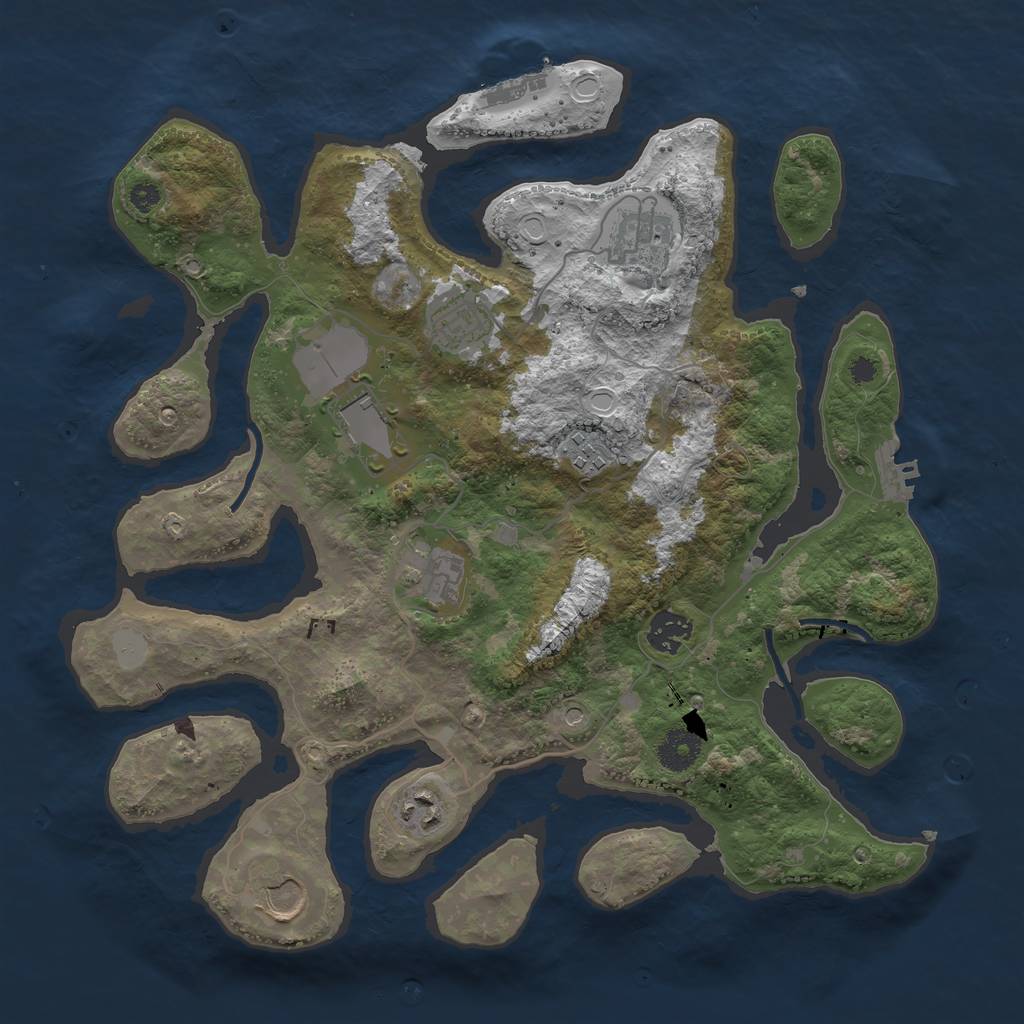 Rust Map: Procedural Map, Size: 3600, Seed: 55229024, 16 Monuments