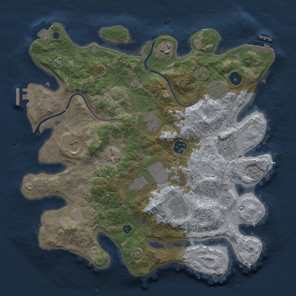 Rust Map: Procedural Map, Size: 3550, Seed: 66643, 14 Monuments