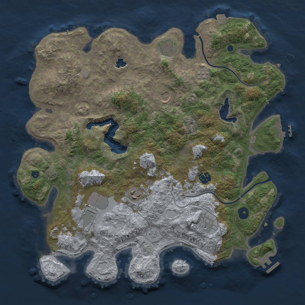 Rust Map: Procedural Map, Size: 4000, Seed: 47672, 13 Monuments