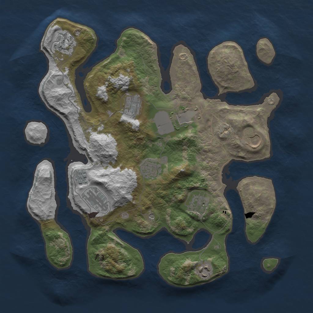 Rust Map: Barren, Size: 3550, Seed: 294376, 12 Monuments