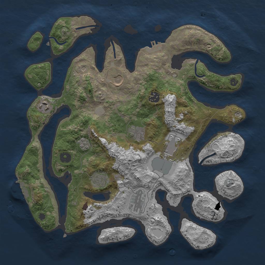 Rust Map: Procedural Map, Size: 3550, Seed: 948900, 16 Monuments