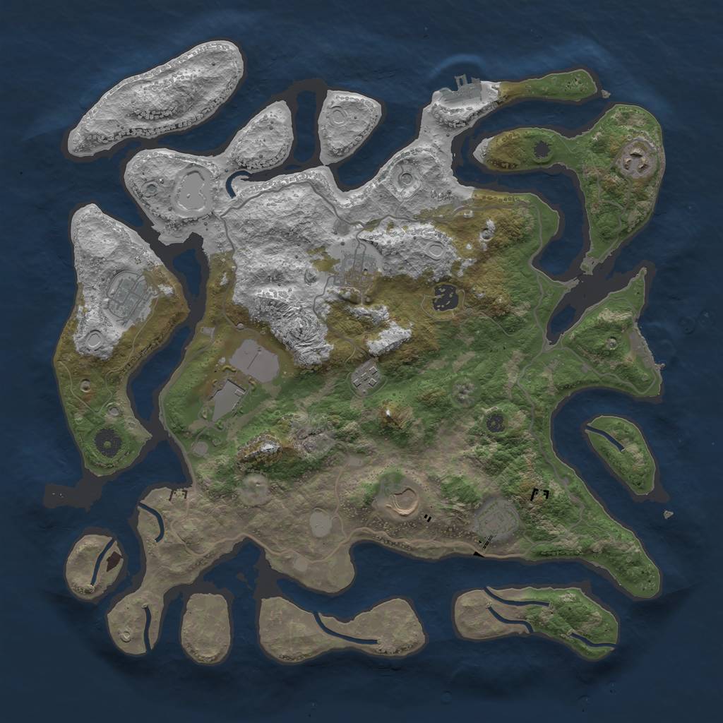 Rust Map: Procedural Map, Size: 4000, Seed: 869456, 16 Monuments